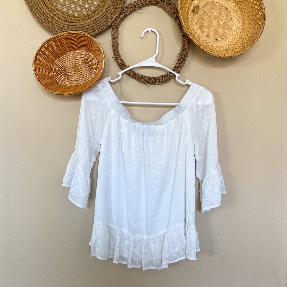 Blue Rain Off Shoulder Blouse NWT White Size S